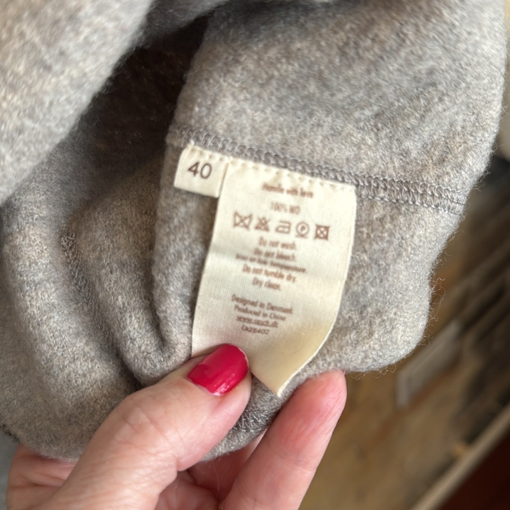 Anthropologie Cacsh by Gro Abrahamsson Beige Long Boiled Wool Sweater Coat - Picture 4 of 5